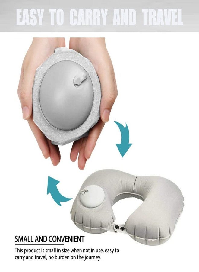 N.C U-Shaped Neck Pillow Travel Pillow for Travel Travel Pillow Soft Velvet Inflatable Pillow for Office, Airplane, Home, Washable, Carry-on, Comfortable and Convenient (Grey) - Image 3